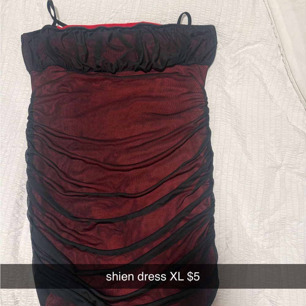 Black and Red Ruched Dress
